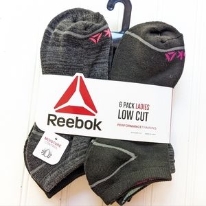 NWT Reebok Low Cut 6 Pack Socks Black Moisture Control